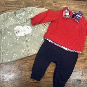 Gap Kids 1 Piece Outfit Blue Red and‎ Carter's Sleep Sack 3-6M